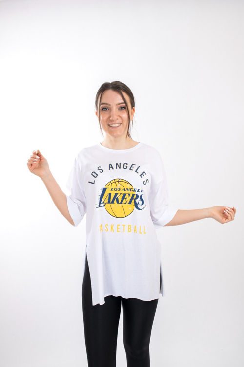2634 Lakers Baskılı Oversize Tshirt resmi