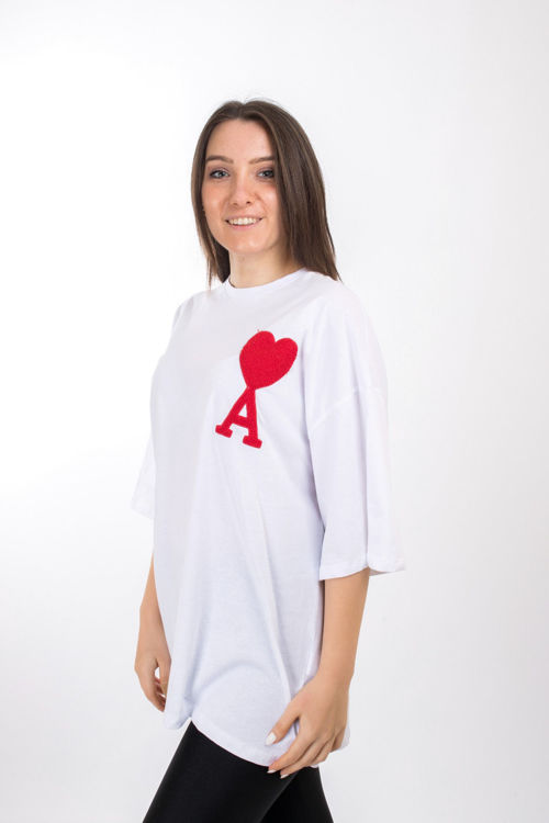 S0007288 Kalp İşlemeli Oversize Tshirt resmi
