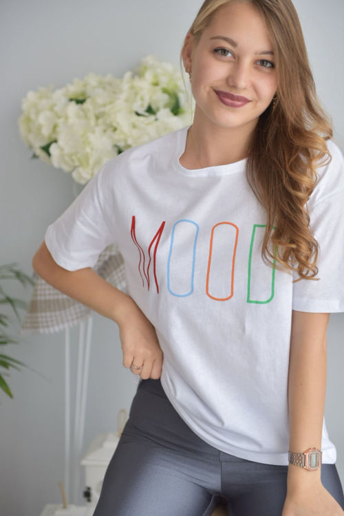 6001 Mood Baskılı Oversize Tshirt resmi