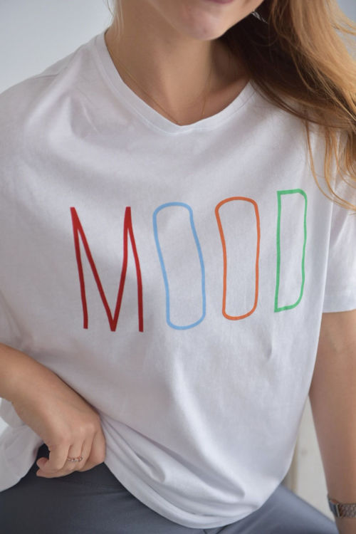 6001 Mood Baskılı Oversize Tshirt resmi