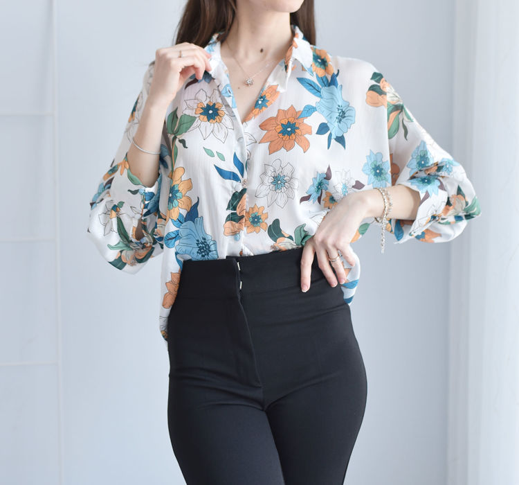 1761 Çiçek Desenli Gömlek resmi