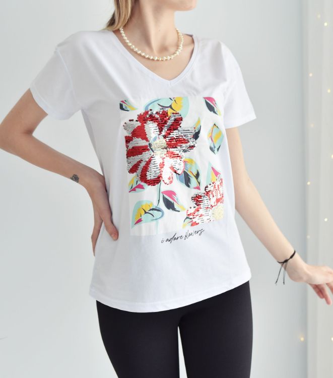 1005 Taş İşlemeli Tshirt resmi