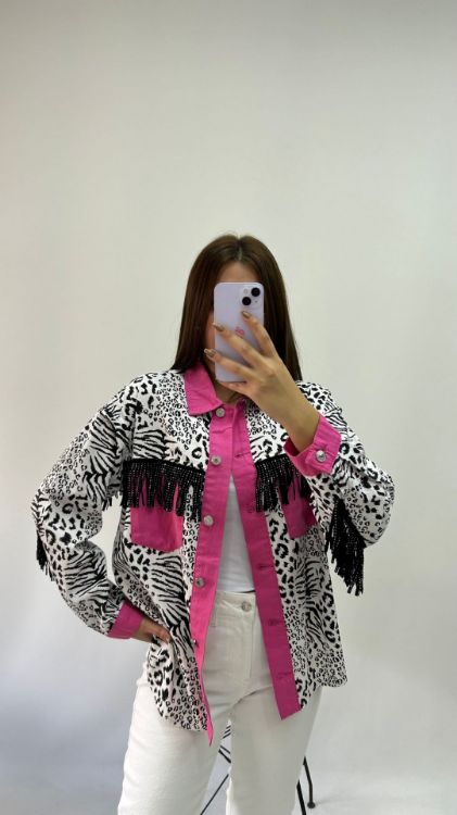 Püsklül Detaylı Zebra Desenli Ceket 2558 resmi