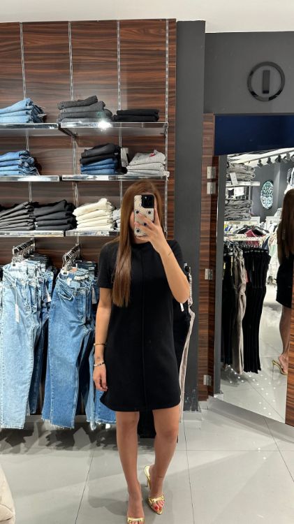 Yumuşak Mini Elbise-Siyah 90810 resmi