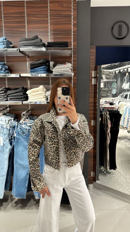 Leopar Desen Ceket-Kahverengi 65356 resmi