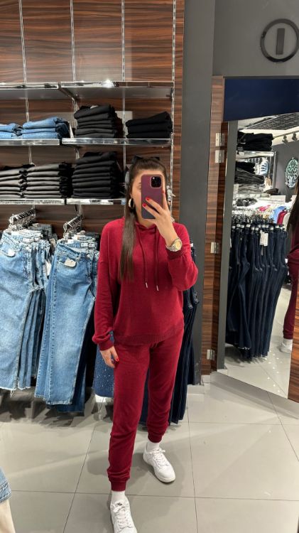 Kapüşonlu Yumoş Takım-Bordo 52814 resmi