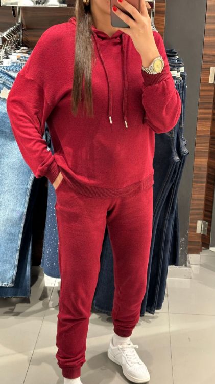 Kapüşonlu Yumoş Takım-Bordo 52814 resmi
