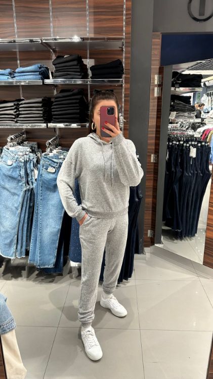 Kapüşonlu Yumoş Takım-Gri 52814 resmi