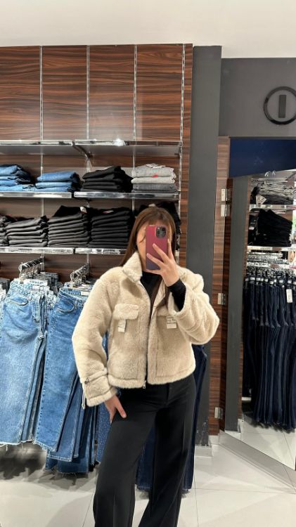 Kısa Peluş Ceket-Taş 99610 resmi