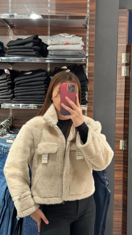 Kısa Peluş Ceket-Taş 99610 resmi