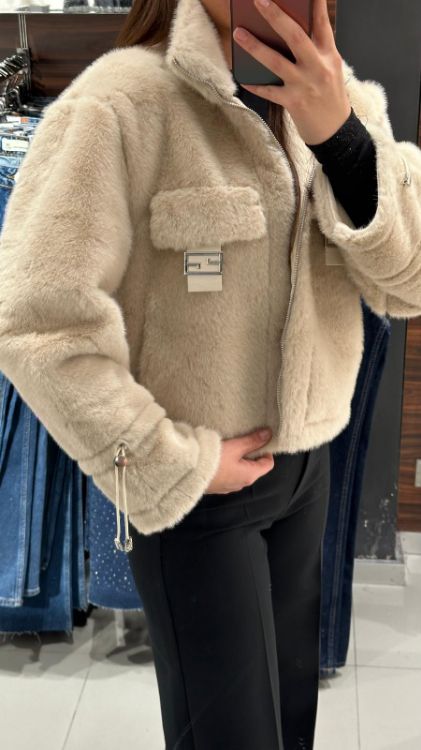 Kısa Peluş Ceket-Taş 99610 resmi