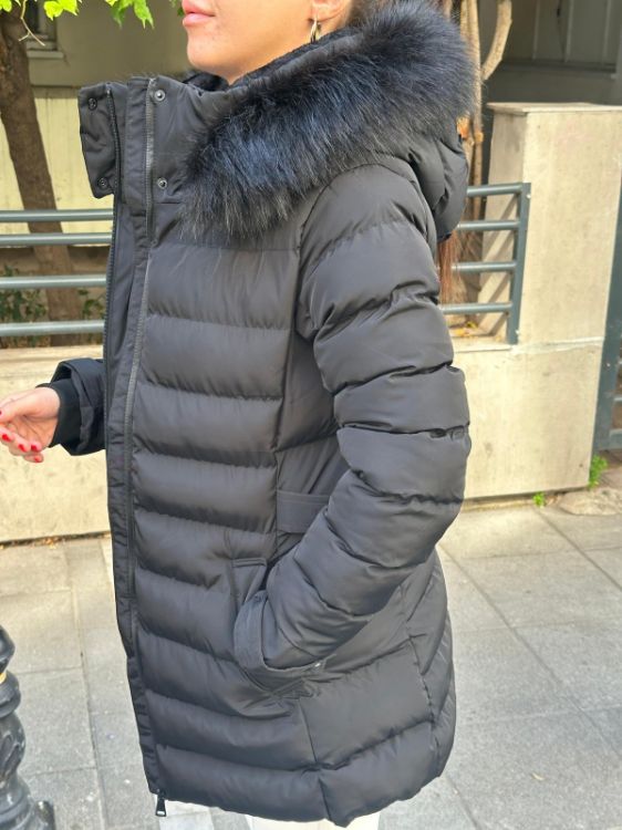 Kapüşonlu Belden Oturtmalı Şişme Mont-Siyah Yasmin25 resmi