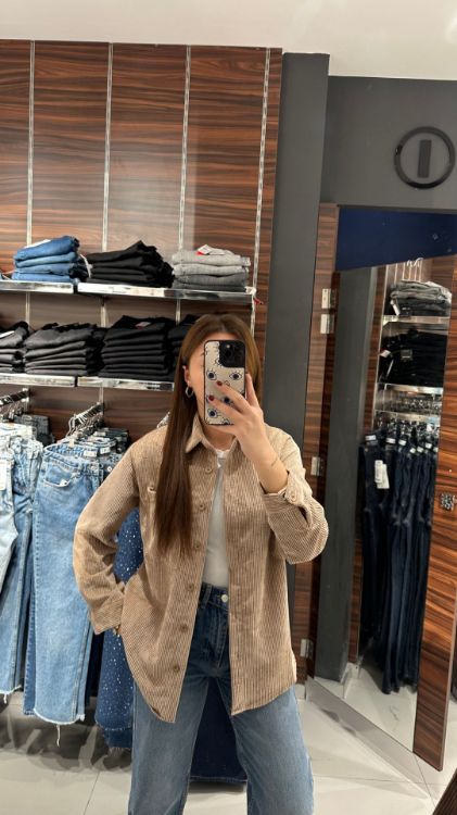 Kadife Gömlek-Bej 3858 resmi