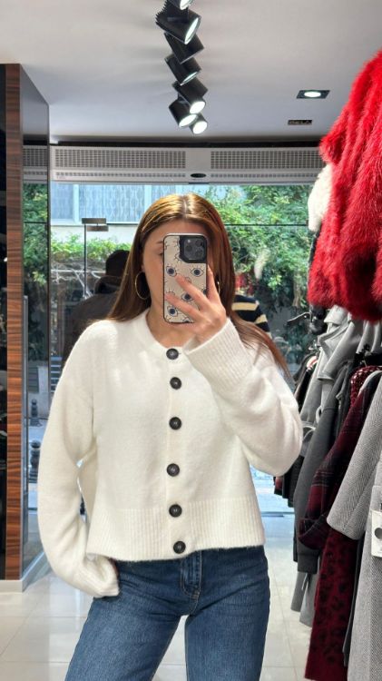 Yanları Yırtmaçlı Hırka-Beyaz 60280 resmi