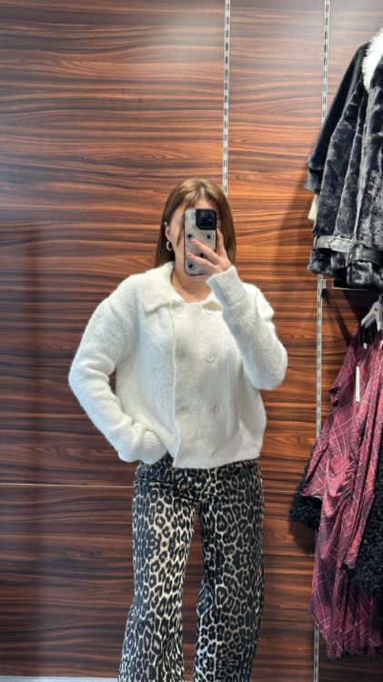 Polo Yaka Yumoş Hırka-Krem 60928 resmi