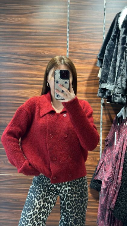 Polo Yaka Yumoş Hırka-Bordo 60928 resmi