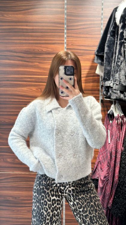 Polo Yaka Yumoş Hırka-Gri 60928 resmi