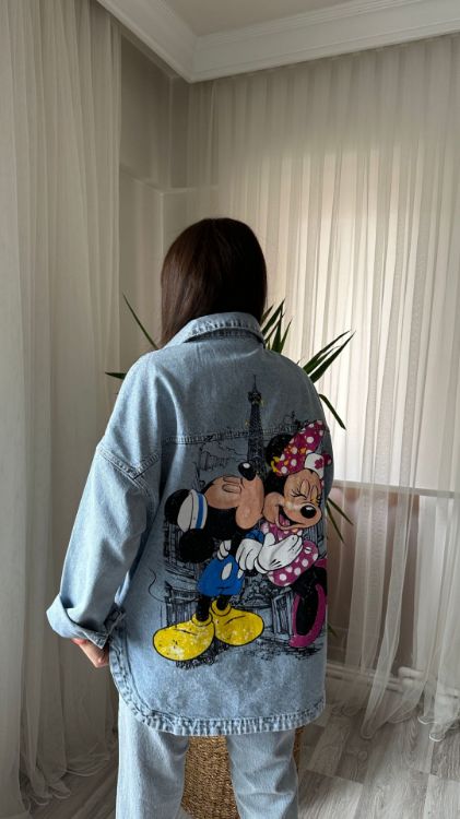 Mickey Mouse Baskılı Kot Ceket-Mavi 863 resmi