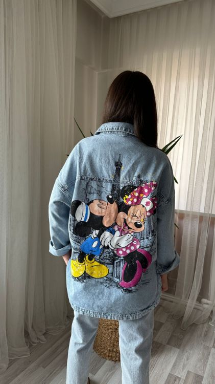 Mickey Mouse Baskılı Kot Ceket-Mavi 863 resmi