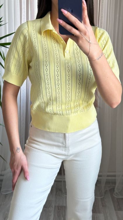 Polo Yaka Merserize Bluz-Sarı 311 resmi