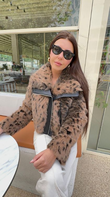 Leopar Desen Kürk Mont-Kahverengi 99778 resmi