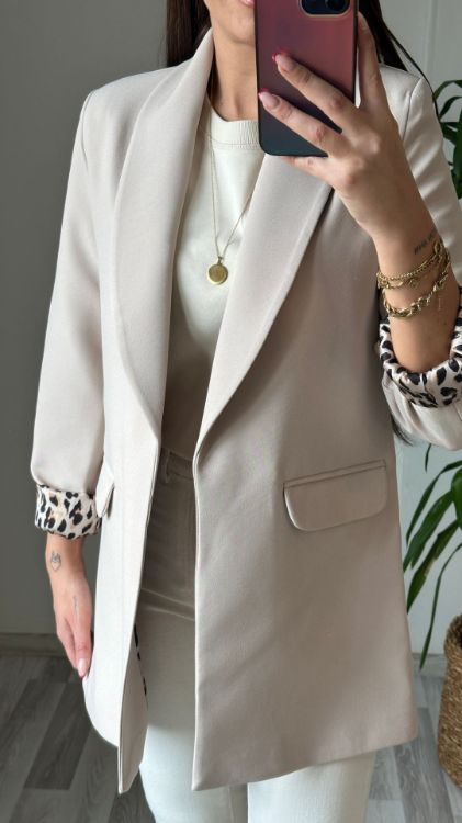 Leopar Astarlı Blazer Ceket-Taş 9227 resmi