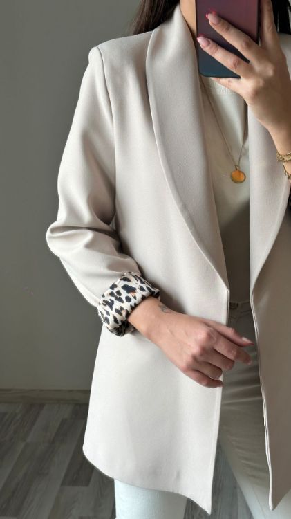 Leopar Astarlı Blazer Ceket-Taş 9227 resmi