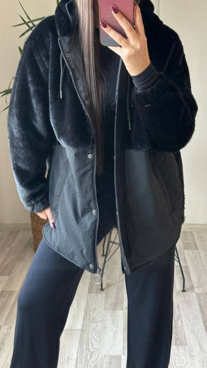 Peluş Detay Mont-Siyah Alara26 resmi