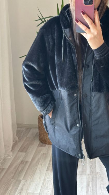 Peluş Detay Mont-Siyah Alara26 resmi